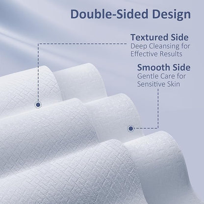 Ourmed Life Face Towels, Disposable Biodegradable Clean Facial Towels for Sensitive Skin, Lint- free Face Cloths for Makeup Remover, Skincare and Women Cleaning, Dry Wipes,300 Count EF Texture