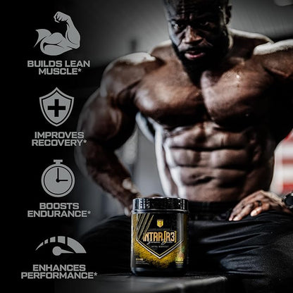 HOSSTILE Intra[R3] Intra Workout Powder, EAA & BCAA Drink with Carbs, Enhance Energy & Endurance, Build Lean Muscle & Improve Recovery, Pineapple Rush, 20 Servings