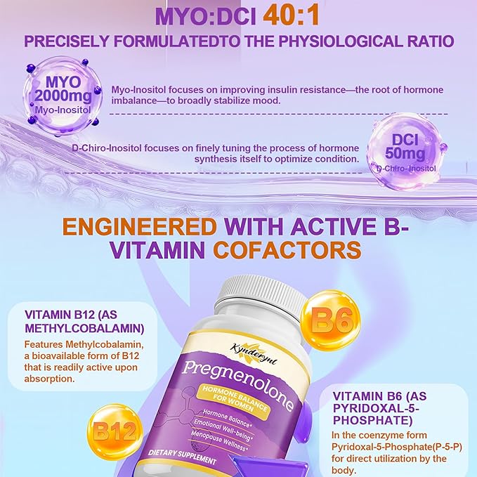 Pregnenolone with Ashwagandha for Women, Pregnenolone 100mg (2 Tablets) or 50mg (1 Tablet) Dose, 8-in-1 Formula with DHEA, Black Cohosh, Dual-Dosing, Vegan, Gluten Free, 180 Chewable Tablets