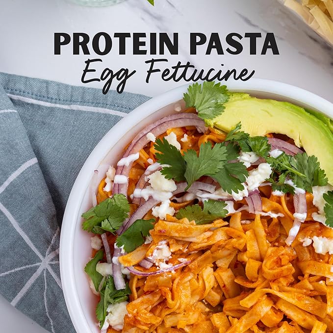 Al Dente Protein Pasta Egg Fettuccine – 30g High Protein, Lower Carb, High Fiber. Artisanal Flavor: Cage-Free Eggs & Semolina. Keto and Point-Based Diet-Friendly. 10oz Bags (Pack of 6)
