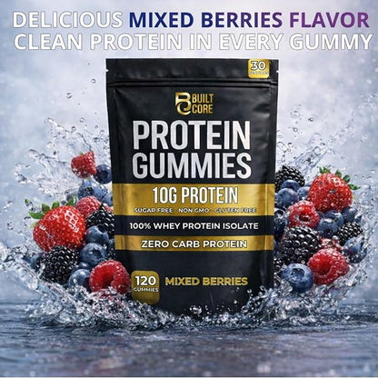 Whey Isolate Protein Gummies – 10g Per Serving – 120 Count – Sugar Free, Low Carb, Gluten Free – 300g of High Protein Snack for Men & Women