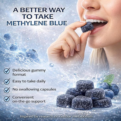 Inditropic Methylene Blue Gummies, 5mg Methylene BlueGummies for Men, Cognitive Support & Mental Focus, Boosts Cellular Energy, 99.9% Pure, Vegan, Non-GMO, 30 Gummies