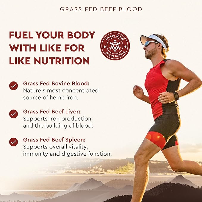 Ancestral Supplements Grass Fed Blood is Blood, Liver & Spleen Formula, 500mg, Grass Fed Beef Supplement, Red & White Blood Cell Formation, Immune and Heart Health Support, Non GMO, 180 Capsules