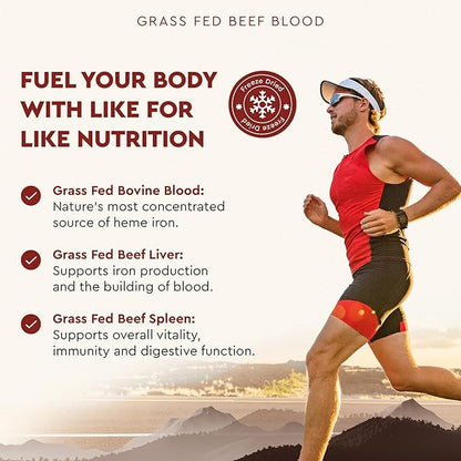 Ancestral Supplements Grass Fed Blood is Blood, Liver & Spleen Formula, 500mg, Grass Fed Beef Supplement, Red & White Blood Cell Formation, Immune and Heart Health Support, Non GMO, 180 Capsules