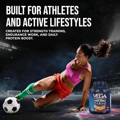 Vega Sport Vegan Protein Powder + Recovery - 30g Plant Based Protein per Serving, Peanut Butter, 45 Servings, 5g BCAAs, Probiotics, NSF Certified, for Shakes & Smoothies, 4.2lbs (Packaging May Vary)
