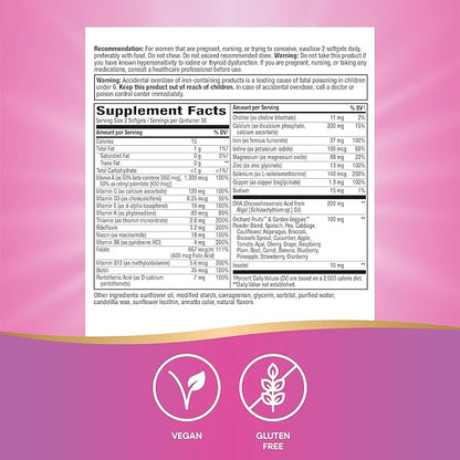 Nature's Way Alive! Complete Premium Prenatal Multivitamins for Women, Healthy Eye and Brain Development*, 60 Vegan Softgels