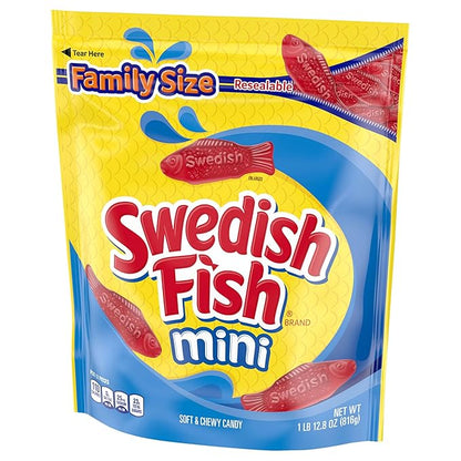 SWEDISH FISH Mini Soft & Chewy Gummy Candy, Family Size, Bulk Candy, 1.8 lb