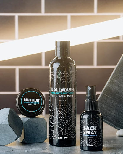 Ballsy Ballwash Charcoal Body Wash for Men - Moisturizing Men’s Bodywash with Coconut Oil – Soap for Men & Great for your Most Intimate Areas, 8oz
