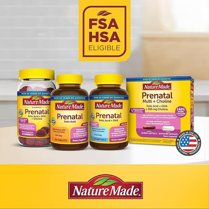Nature Made Prenatal Gummies with DHA and Folic Acid, Prenatal Vitamins for Women for Daily Nutritional Support, 60 Gummies, 30 Day Supply
