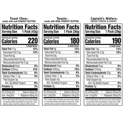 Lance Sandwich Crackers, Variety Pack, 3 Flavors, 10 Individually Wrapped Packs, 6 Sandwiches Each
