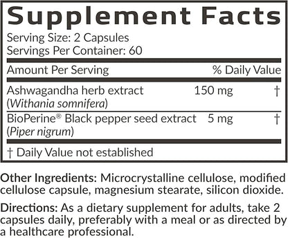 Futurebiotics Ashwagandha Extra Strength Stress & Mood Support with BioPerine - Non GMO Formula, 120 Vegetarian Capsules