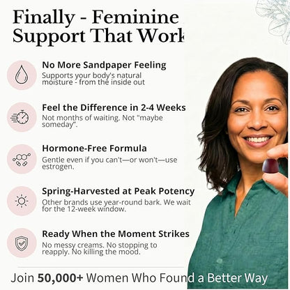Flower Power Vaginal Moisture Support Gummies — Vaginal Dryness Supplement for Women | Powdered Slippery Elm Bark, Sugar Free, Blueberry Flavor | Supports Vaginal Wellness & Hydration | 60 Gummies