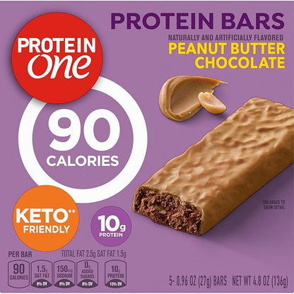 Protein One 90 Calorie Protein Bars, Peanut Butter Chocolate, Keto Friendly, 5 Ct, 4.8 oz