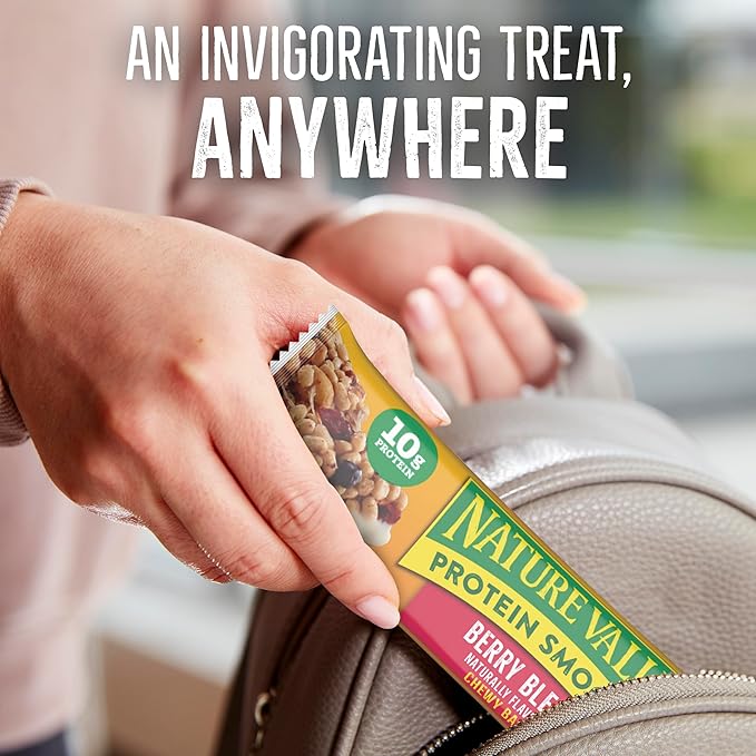 Nature Valley Protein Smoothie Chewy Snack Bars, Berry Blend Protein Bars, 7.1 oz, 5 Count (Pack of 2)