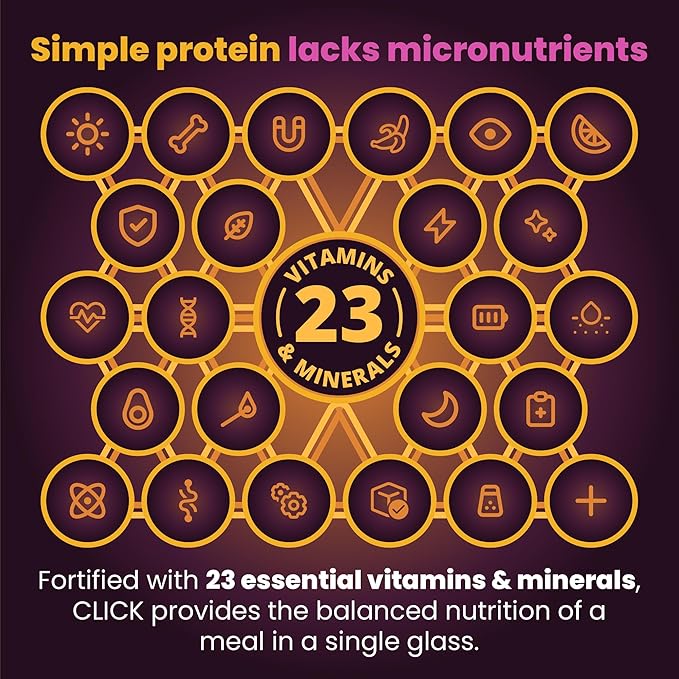 Click Coffee Protein Powder | Double Shot Espresso | 16g Protein | 23 Essential Vitamins | Low Calorie Meal Replacement | 150mg Caffeine | Gluten Free | No Artificial Flavors or Colors | Vanilla