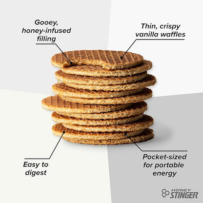 Honey Stinger Organic Mini Vanilla Waffles, Energy Stroopwafel for Exercise, Endurance and Performance, Sports Nutrition for Home & Gym, Pre and Post Workout, 1 Bag, 5.3 Ounces