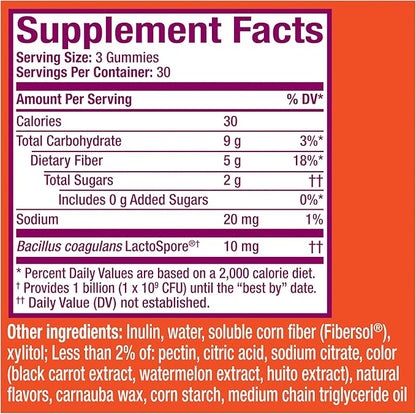 Metamucil Fiber Gummies for Adults with Probiotics for Bloating Relief, No Sugar Added Strawberry Kiwi BlackBerry Flavors, 5g Prebiotic Plant Based Fiber Supplement Blend, 90 Count