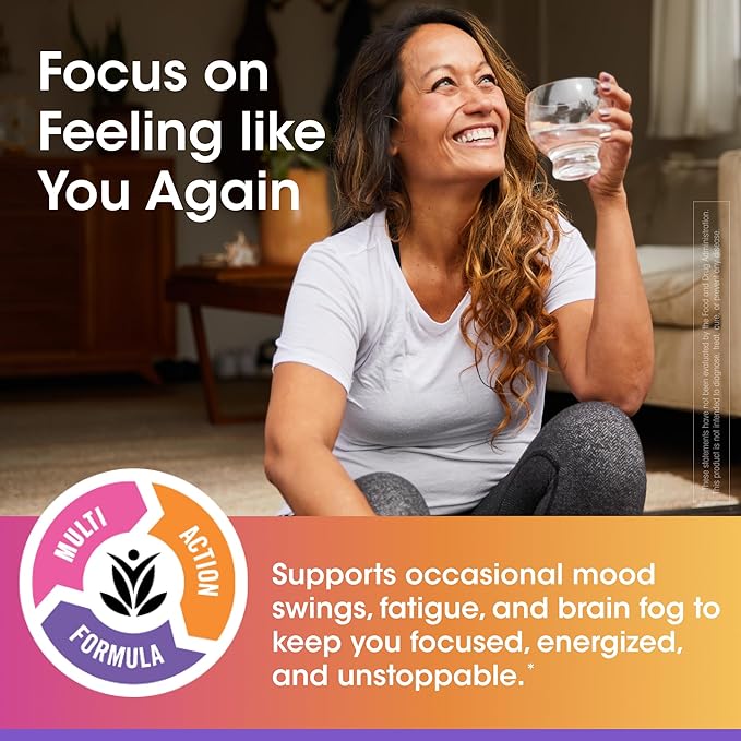 vH essentials Menopause Energy & Focus Support 60 Capsules – Multi-Symptom Support for All-Stages of Menopause: hot Flashes, Night Sweats, Mood Swings, Fatigue & Brain Fog