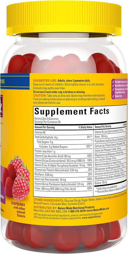 Nature Made Advanced Multivitamin Gummies 50 + for Her, Womens Multivitamins Gummies with Magnesium Citrate, Vitamin D3, Zinc, Calcium and All 8 B Vitamins, 28 Day Supply, 84 Count (Pack of 2)