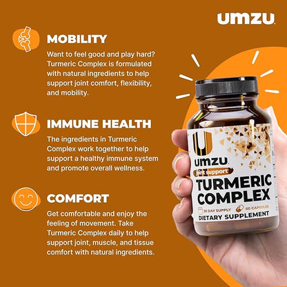 UMZU Turmeric Curcumin Supplement, (30 Day Supply) – Bromelain Boswellia & BioPerine Black Pepper Blend – Turmeric Supplement for Joint Support & Immune Support Daily Wellness Support System