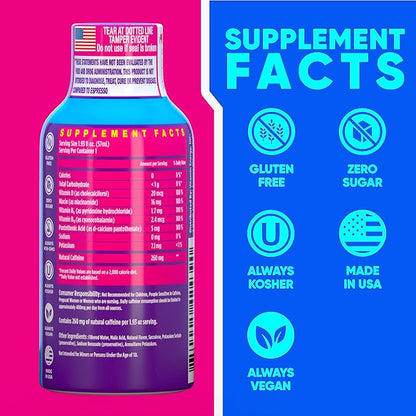 Vitamin Energy Vitamin D Extra Strength Energy Shot Mixed Berry 8 Pack, 260mg Natural Caffeine, B-Complex, Vitamin D, Wellness Support, Keto, Zero Sugar, Gluten-Free Vegan Kosher, 1.93 fl oz