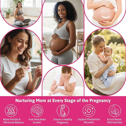 Prenatal Vitamin for Womem, 37-In-1 Multivitamin Gummies w/Omega-3 DHA, Methylfolate, Choline, Iron, Vitamin B12 B6 D3 C, Postnatal Vitamins Support Mom & Baby | Before, During & After Pregnancy, 60Ct