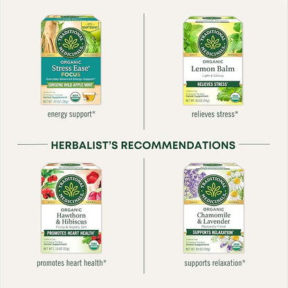 Traditional Medicinals Organic, Rosy Mood, Damiana & Butterfly Pea Flower - Uplifting Mood Support - Kosher, Non-GMO, Caffeine-Free, Compostable - 16 Tea Bags