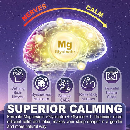 Magnesium Glycinate Gummies 500mg/250mg for Adults Kids Teens, Sugar Free Magnesium Calm Sleep Aid, Kids Sleep Gummies with L-Theanine Glycine B6 for Sleep, Calm, Muscle,Relax Brain,No Melatonin,2Pack