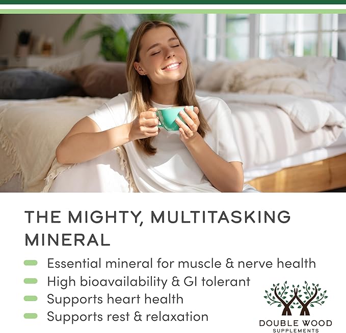 Magnesium Taurate Supplement for Cardiovascular Health to Boost Magnesium Levels (1,500mg per Serving, 210 Vegan Capsules) Non-GMO, Gluten Free, by Double Wood Supplements