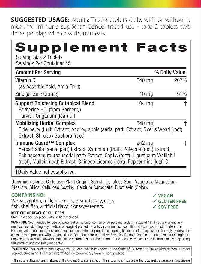 Rainbow Light Counter Attack Immune Support Booster Supplement for Adults | 90 Tablets | with Vitamin C, Zinc, Immune Guard & More