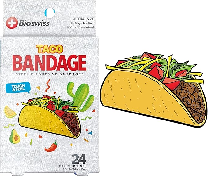 BioSwiss Bandages, Taco Shaped Self Adhesive Bandage Set, Latex Free, Sterile Wound Care, 24 Count