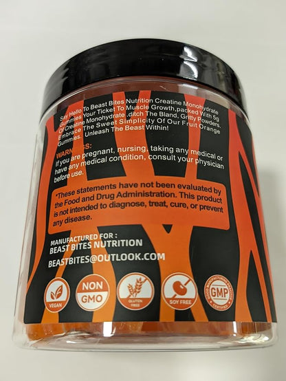Creatine Monohydrate Gummies for Men & Women - 5g of Creatine Monohydrate per Serving - Sugar Free,Vegan, Orange Flavor, 135 Count (45 Servings).