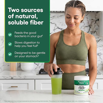 Physician's CHOICE Easy Mix Fiber for Digestive Health & Regularity - No Grit - Daily Prebiotic Soluble Fiber Powder Supplement for Women and Men - Cucumber Lime - 30 Servings