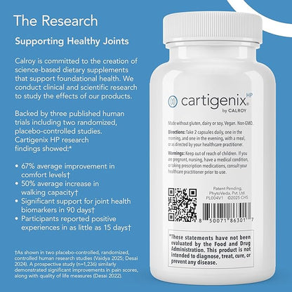 Calroy Cartigenix HP Joint & Cartilage Support Supplement - for Men and Women - Supports Flexibility, Mobility & Comfort – 60 Vegan Capsules
