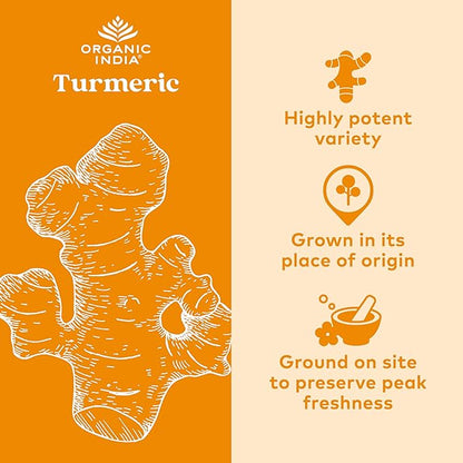 ORGANIC INDIA Turmeric Curcumin Herbal Supplement - Joint Mobility & Immune Support, Healthy Inflammatory Response, Whole Root Supplement, Trikatu, USDA Certified Organic, Non-GMO - 180 Capsules