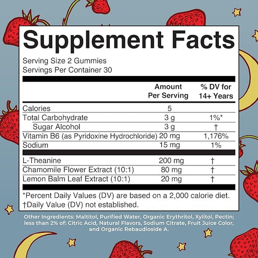MARYRUTH'S Sleep Gummies | Sugar Free | NO Melatonin | L Theanine | Lemon Balm Leaf | Chamomile | Vitamin B6 | Relaxation & Sleep Support | Stress Relief | Vegan | Gluten Free | 60 Count