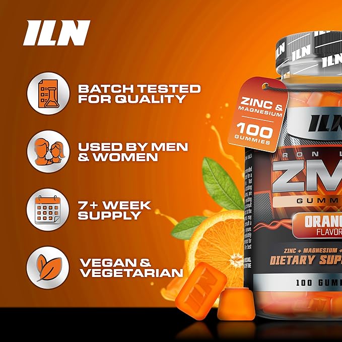 Iron Labs ZM6 Gummies – High Strength Zinc Magnesium Gummies for Men & Women (100 Count, Orange Flavor, Vegan) – Magnesium Citrate and Zinc Citrate Supplements with Vitamin B6 and D3