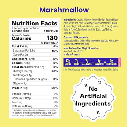 Magic Spoon Treats - 16 High Protein Bars, Marshmallow - High Protein Gluten Free Snack - Sugar & Grain Free Protein Cereal Bar - Low Carb & Keto Friendly - Healthy Snacks for Adults