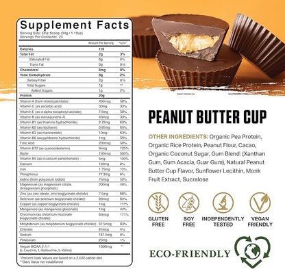 Ambrosia Planta - Plant-Based Protein Powder 20g | Dairy Free Vegan Protein Powder with BCAA Amino Acids | Keto-Friendly, No Added Sugar | 25 Servings | Peanut Butter Cup