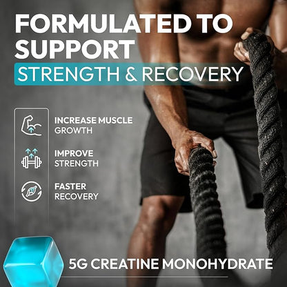 Sugar Free Creatine Monohydrate Gummies 5g Per Serving - 120 Monohydrate Creatine Gummies Advanced Complex with Vitamin C + Vitamin B12 for Muscle Strength, Energy Boost, Pre-Workout Gummy