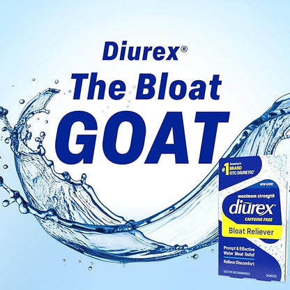 Diurex Caffeine-Free Bloat Relief, Maximum Strength, Relieve Water Bloat Discomfort, Up to 6 Hours of Relief, 48 Count