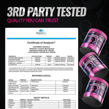 Creatine for Women – Supplement with Collagen & BCAA – Supports Muscle Development, Post-Workout Recovery, Skin Elasticity, Healthy Hair & Nail (30 Servings (1 Pack), Pink Lemonade)