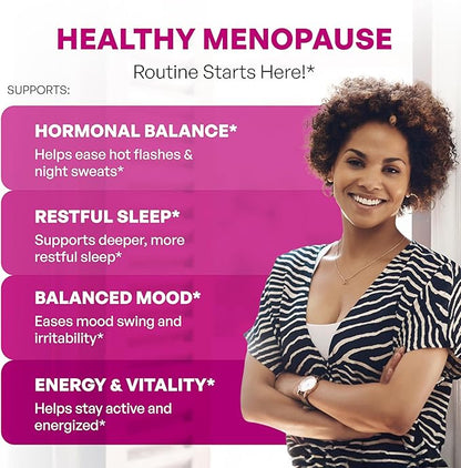 Complete Menopause Support Supplement For Women | With Ashwagandha, Black Cohosh, Dong Quai & Muira Puama | Helps Easing Hot Flashes Night Sweats Mood Swings Hormone Balance & Harmony | 120 Capsules
