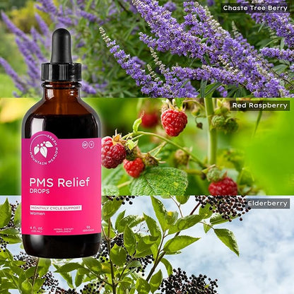 Mountain Meadow Herbs PMS Relief Drops | Liquid Herbal Supplement for Menstrual Period Discomfort | Hormonal Support for PMS Cramps, Mood Swings & Acne with Chaste Tree Berry (Vitex) & Wild Yam 4oz