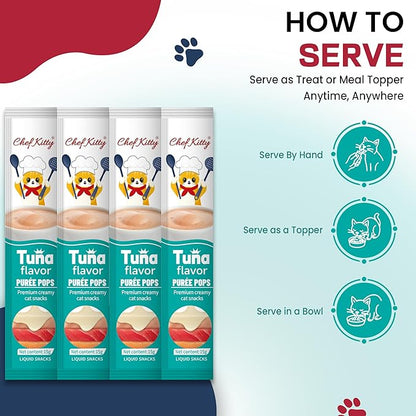 Cat Treats Lickable | Grain-Free Tuna Cat Treats | Creamy Puree Squeeze Ups with Vitamin E & Taurine, Digestible Formula | 0.5 oz. Each Tube, Tuna Flavor | 10 Tubes