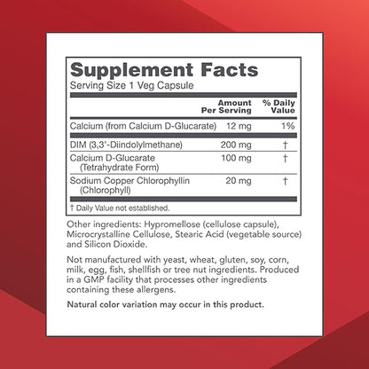 PROTOCOL FOR LIFE BALANCE DIM 200 Plus CDG - 200mg - Calcium & DIM Supplement - for Cleanse Detox & Hormone Metabolism - Calcium D Glucarate - Non-GMO & Kosher - 90 Veg Caps