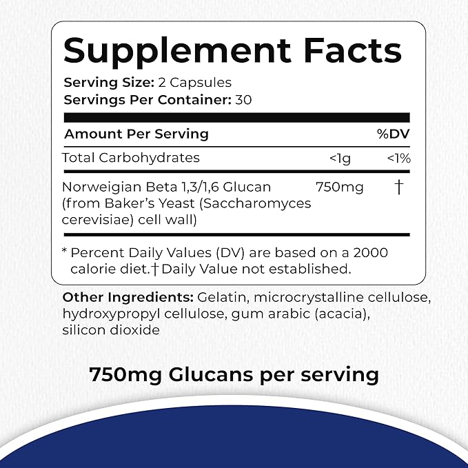 Immutol Immune Support Supplement with 750mg of Beta Glucan 1,3 1,6 - Natural Ingredients, High Potency to Boost Immunity and Overall Wellness, 60 Capsules (120)