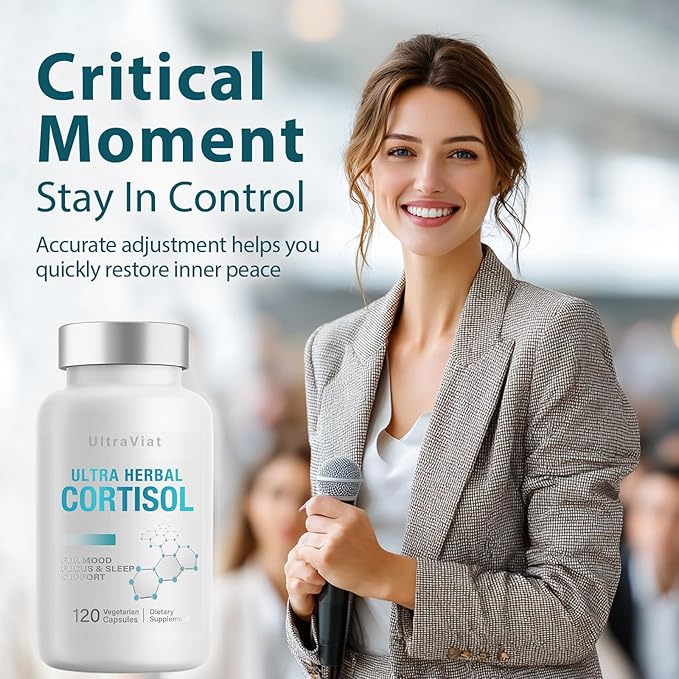 Cortisol Supplements for Women and Men, 120 Count Cortisol Reducer with Ashwagandha, Support Hormone Balance, Stress & Sleep