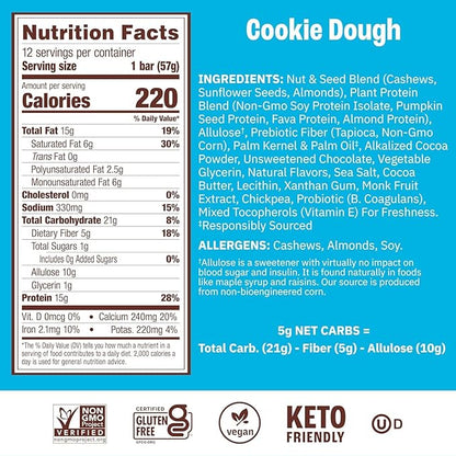 Munk Pack Variety Pack Probiotic Protein Bars | 15g Protein, 1g Sugar, 5g Net Carbs | Plant-Based, High Protein, Low Sugar Gut Health Snacks | 12 Pack