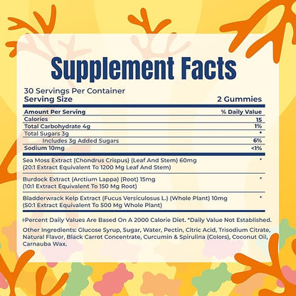 TrueSeaMoss Gummies Sample – 1200mg Irish Sea Moss + Bladderwrack & Burdock Root – Travel-Size, Vegan, Fruity, Gluten-Free – 14 Gummies – Easy On-the-Go Wellness – Made in USA